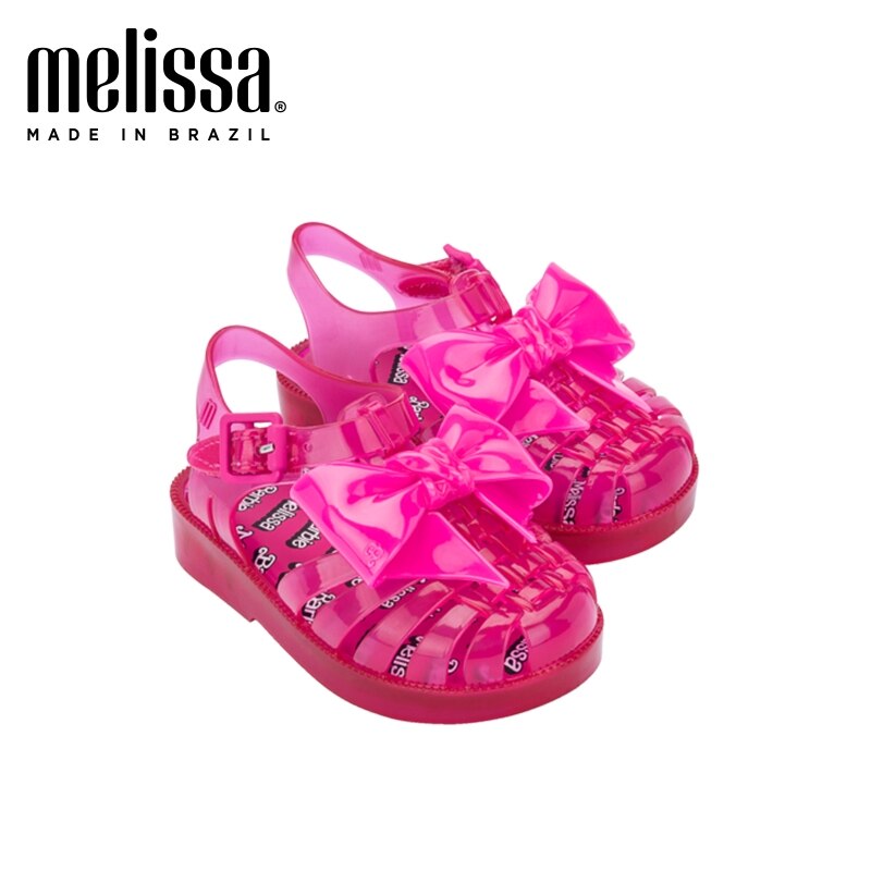 Mini Melissa Jelly Sparkly Roman Bow Sandals for Kids