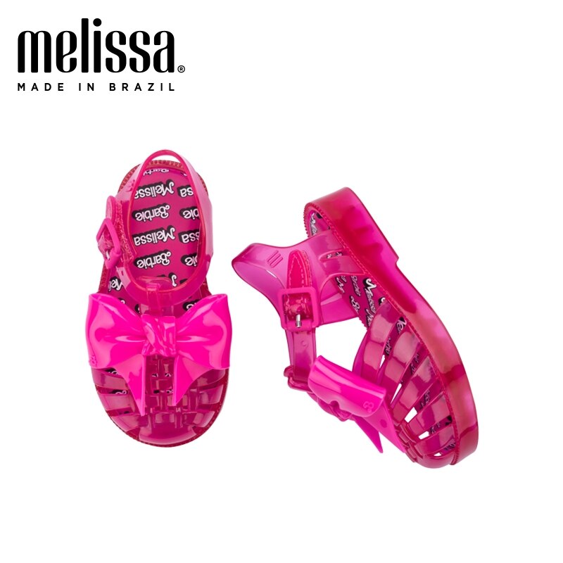 Mini Melissa Jelly Sparkly Roman Bow Sandals for Kids