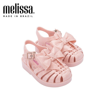 Mini Melissa Jelly Sparkly Roman Bow Sandals for Kids