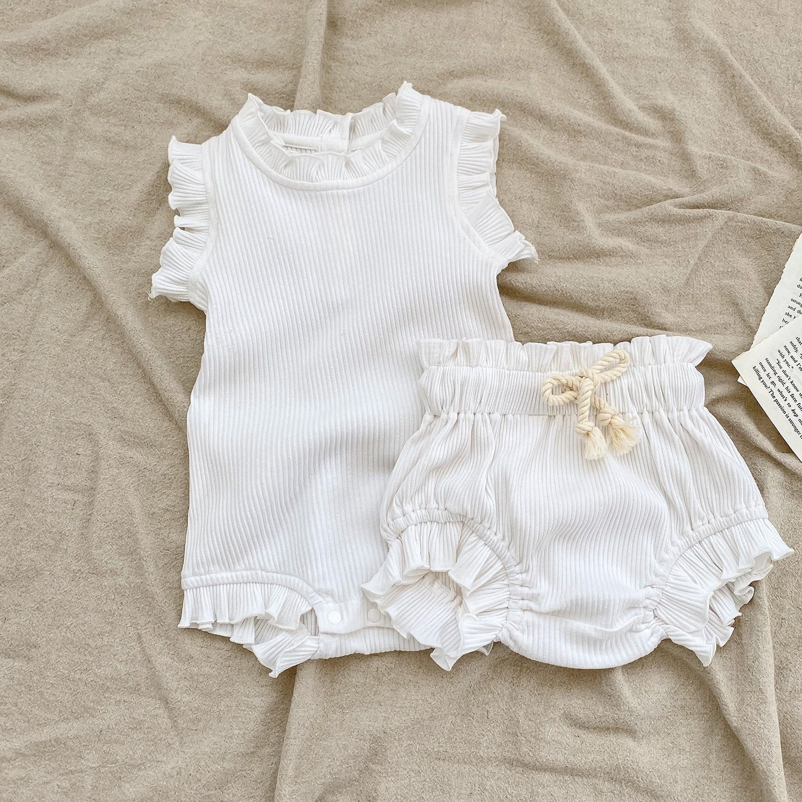 Baby Sleeveless Cotton Rompers Bodysuit Set