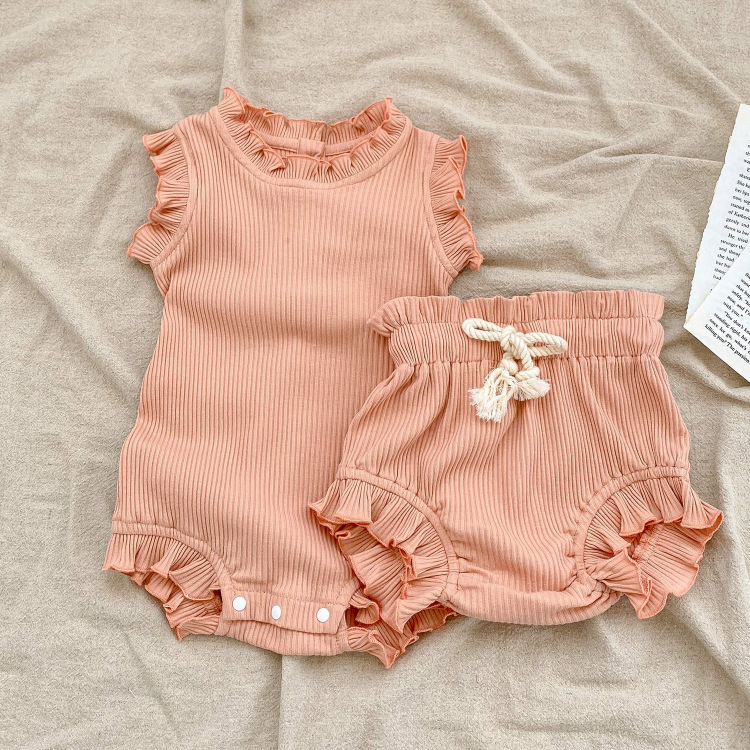 Baby Sleeveless Cotton Rompers Bodysuit Set