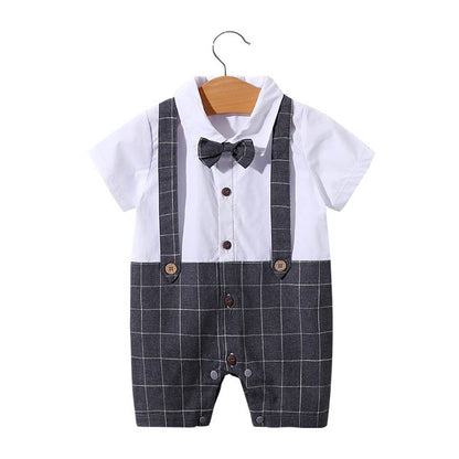 Short Sleeve Gentleman Romper for Newborns