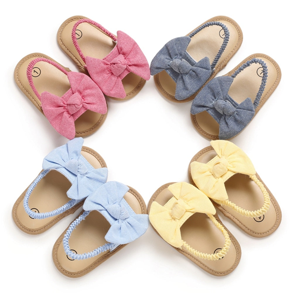 Baby Girls Soft Sole Flat Bow Knot Sandals