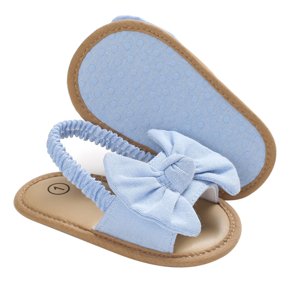 Baby Girls Soft Sole Flat Bow Knot Sandals