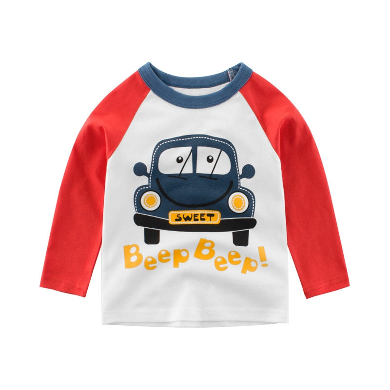 Boys Cartoon Car, Truck & Dinosaur T-Shirt