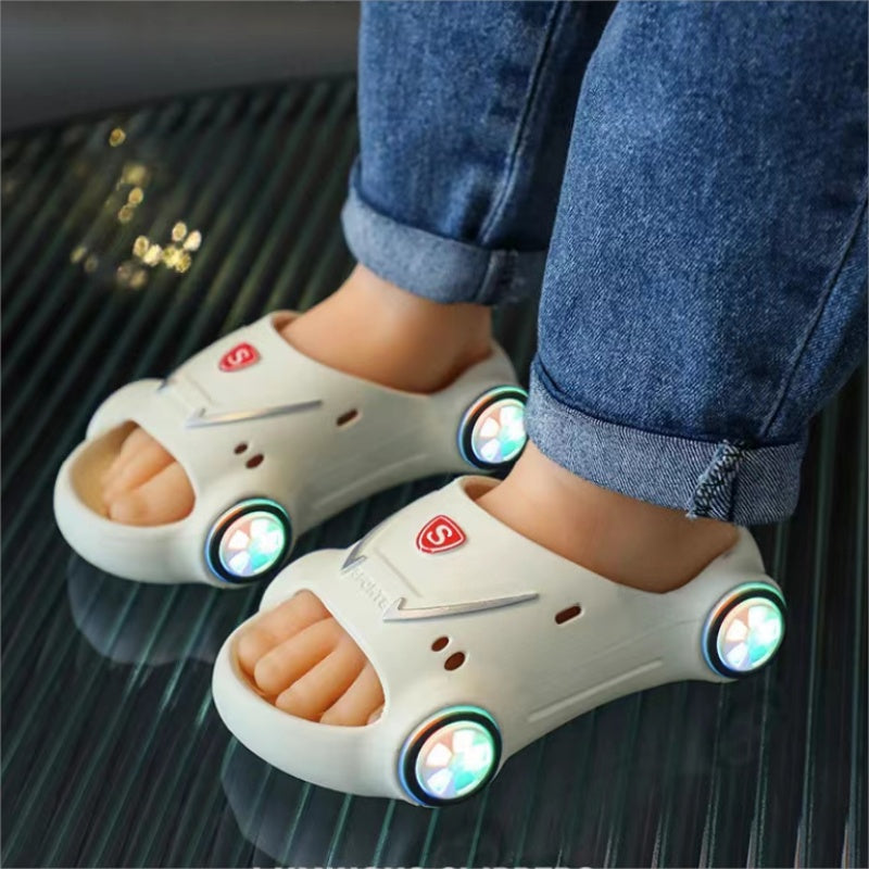 Kids Cartoon Car Anti-Slip Glowing Beach Sandals