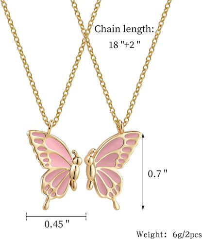 Mother Daughter Butterfly Necklaces, Matching Mommy and Me Butterfly Pendant Necklace Set for 2, Mom Daughter Chain Jewelry, Mother'S Day Gift (Gold)
