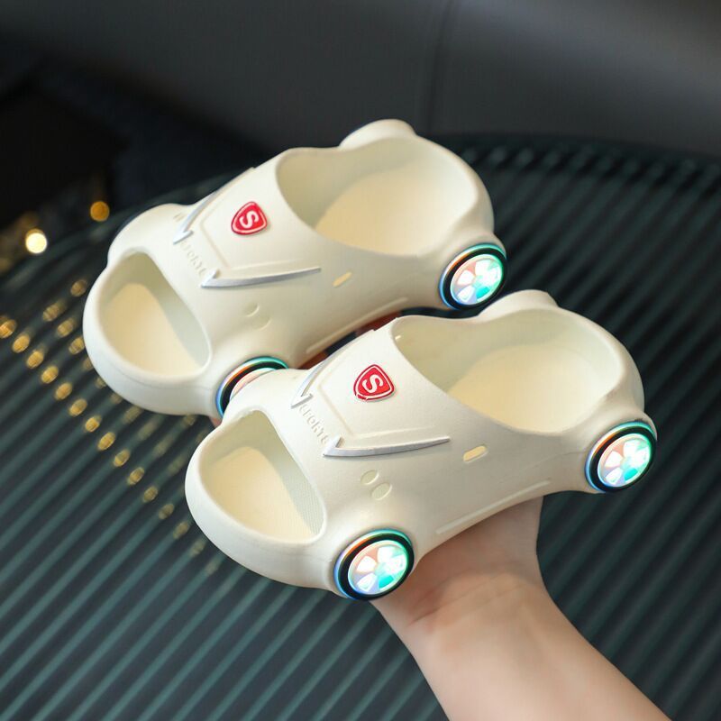 Kids Cartoon Car Anti-Slip Glowing Beach Sandals