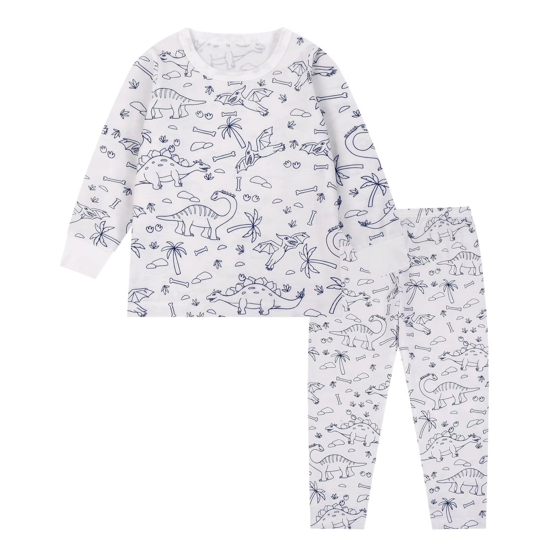 DIY Pajamas Sets New Baby Boy Girls Sketch Colorful Freehand Graffiti Long Sleeves Sleepwear Suit Kids Funny Handicraft Homewear