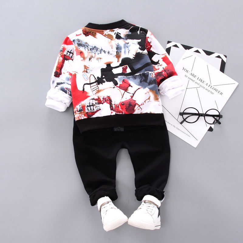 3pcs/set Baby Boy Boy Hooded Coat+T Shirt+Pant Tracksuit