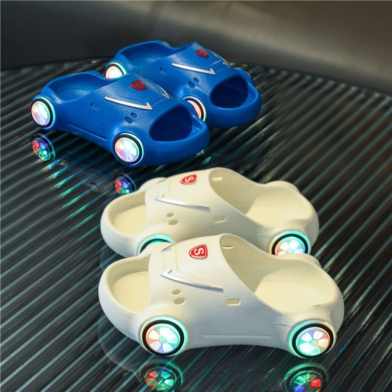 Kids Cartoon Car Anti-Slip Glowing Beach Sandals