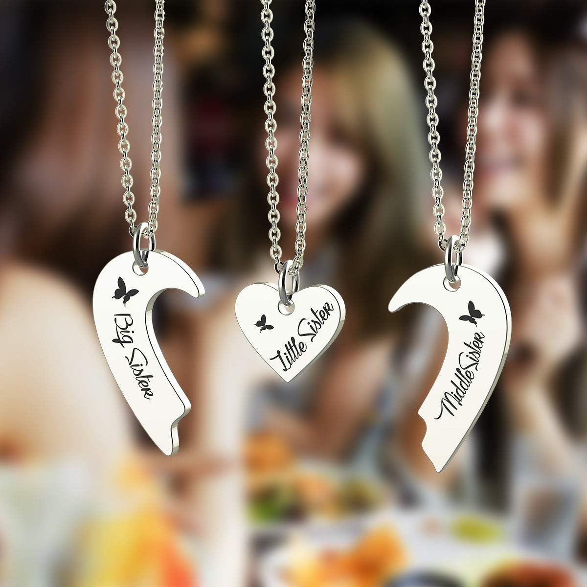 Sisters Best Friends Forever Matching BFF Necklace Set for 2 3 4,Mom Daughter Ne