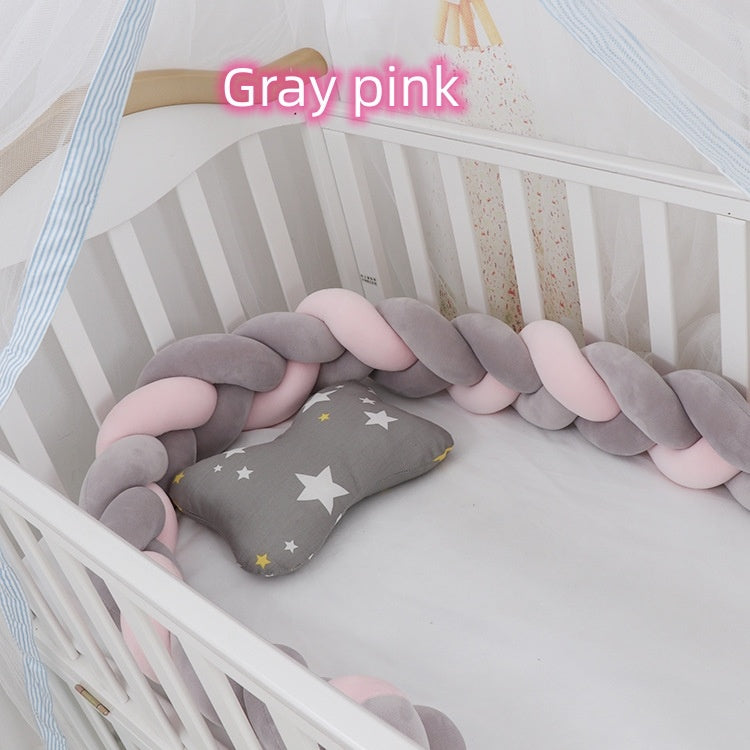 Soft Baby Bumper Bed Braid Knot Pillow Crib Protector