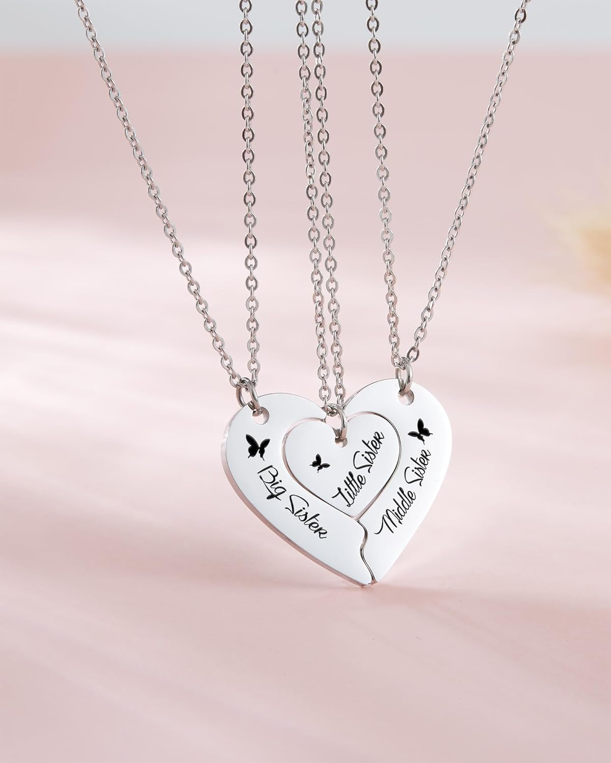 Sisters Best Friends Forever Matching BFF Necklace Set for 2 3 4,Mom Daughter Ne